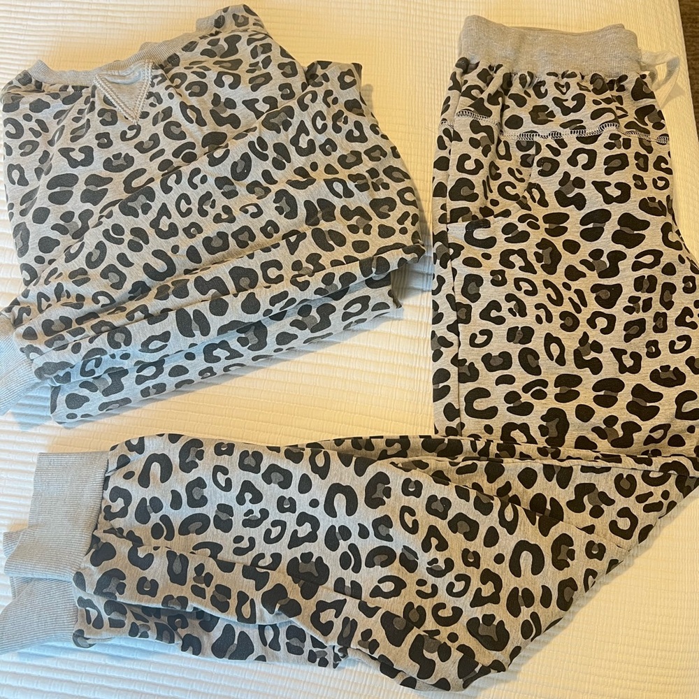 Little Bipsy Leopard Print Sweatsuit Matching Set